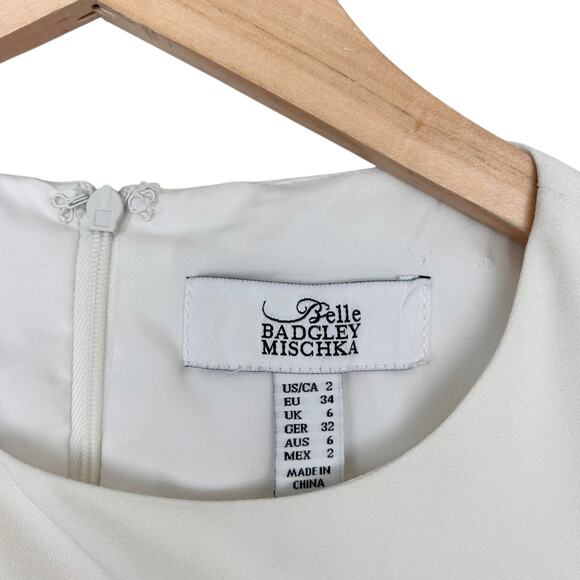 Belle Badgley Mischka White Tiered Dress Sz 2 - Picture 3 of 8